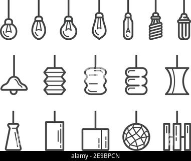 hanging lamp thin line icon,vector and illustration Stock Vector