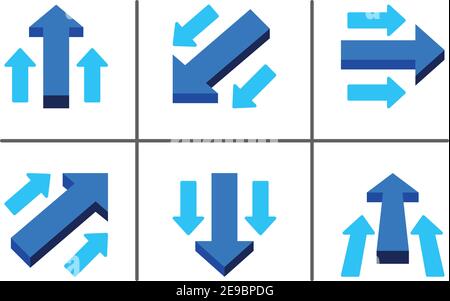 blue main arrow directing in same way with sub arrow,business concept,illustration and vector set Stock Vector