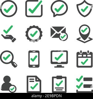 approve and true check icon set,vector and illustration Stock Vector