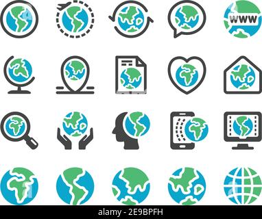 earth and globe icon set,vector and illustration Stock Vector