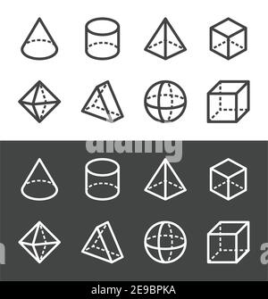 transparent isometric geometric shapes thin line icon,vector and illustration Stock Vector