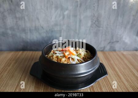 instant noodle Korean style Ramyeon traditional korean food noodle pot Stock Photo