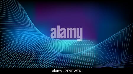 Abstract glowing wave on dark, shiny motion, magic space light. Vector technology abstract background design Stock Vector