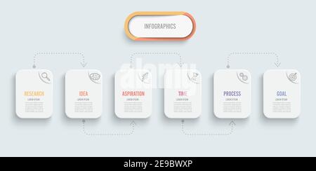 Vector infographic template with icons and 6 options or steps. Infographics for business concept. Can be used for presentations banner, workflow. Stock Vector