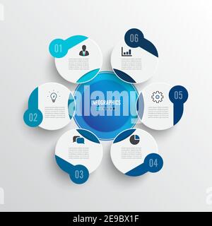 Vector illustration infographics 6 options. Template for brochure, business, web design. Stock Vector