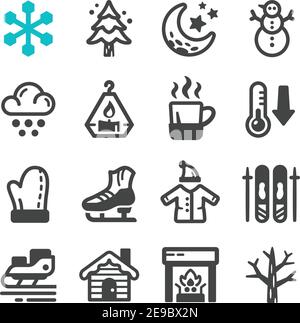 winter season icon set,vector and illustration Stock Vector