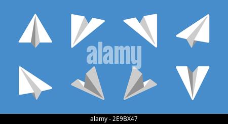 paper plane,paper rocket icon set,flat icon style,vector and illustration Stock Vector