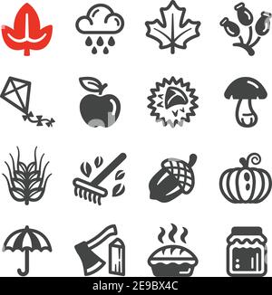 autumn season icon set,vector and illustration Stock Vector