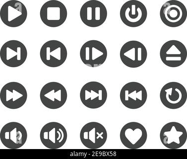 media player button icon set,vector and illustration Stock Vector