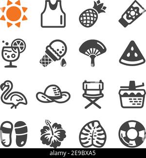 summer season icon set,vector and illustration Stock Vector