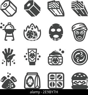 charcoal icon set,vector and illustration Stock Vector