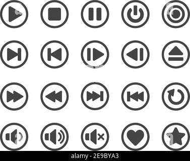 Media player icon with eject sign. Rounded square web button with black ...