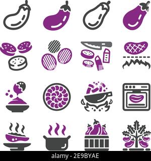 eggplant icon set,vector and illustration Stock Vector