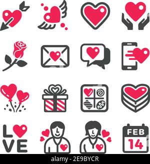 valentine,love icon set,vector and illustration Stock Vector