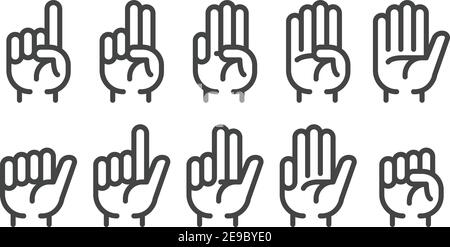 One finger up thin line icon, hand gestures concept, Attention hand ...