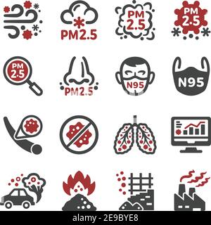 air pollution,pm 2.5 icon set,vector and illustration Stock Vector