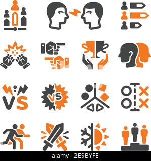 rival,enemy icon set,vector and illustration Stock Vector