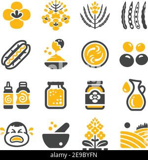 mustard icon set,vector and illustration Stock Vector