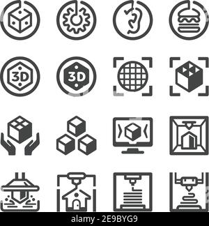 3D printing icon set,vector and illustration Stock Vector