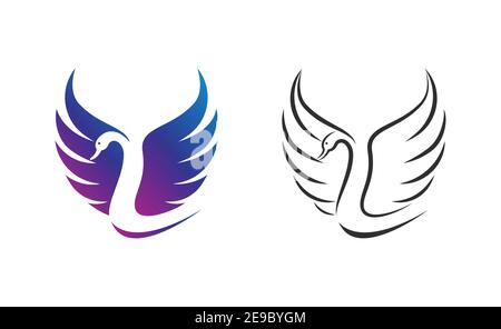 Vector of swan design on white background. Easy editable layered vector illustration. Wild Animals. Stock Vector