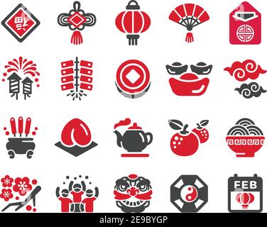 happy chinese new year icon set,vector and illustration Stock Vector