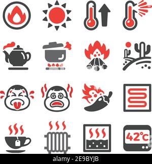 hot,heat icon set,vector and illustration Stock Vector