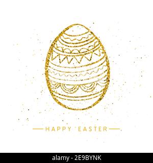 Happy Easter banner background template with beautiful golden egg. Vector illustration. Stock Vector
