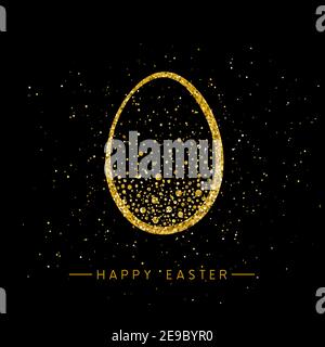 Happy Easter banner background template with beautiful golden egg. Vector illustration. Stock Vector