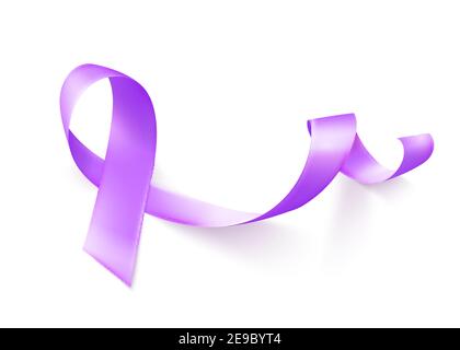 World Epilepsy day. March 26. Realistic purple ribbon symbol