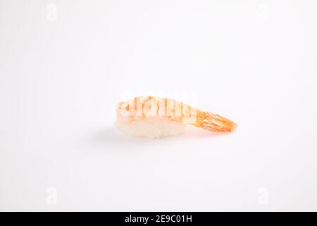 Shrimp sushi Japanese food isolated in white background Stock Photo