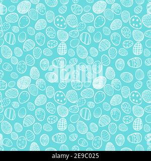 Seamless background for happy Easter. Decorative easter eggs with pattern. Vector illustration. Stock Vector