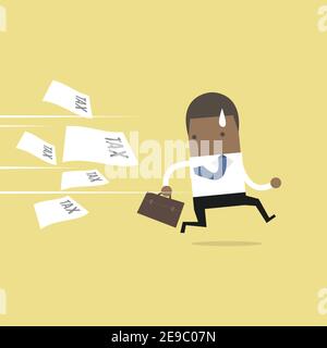 African businessman running away from tax invoice. vector Stock Vector