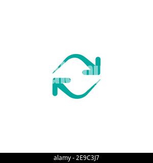 refresh, repeat, process icon . Two blue opposite arrows isolated on white. Stock Vector