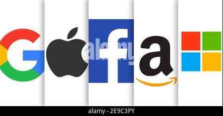 GAFAM - BigTech - The biggest companies in information technology Stock Photo