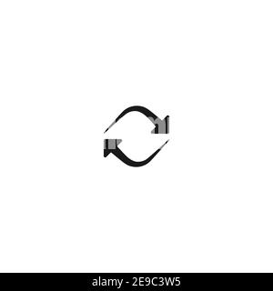 refresh, repeat, process icon . Two black opposite arrows isolated on white. Stock Vector