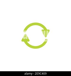 refresh or reload icon. Two green round rotation arrows isolated on white. Flat icon. Exchange icon. Good for web and software interfaces. Cyclical pr Stock Vector