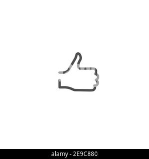 black hand with thumb up isolated on white background. good, cool, like symbol. Goal achievement line button. Vector searching illustration. Stock Vector