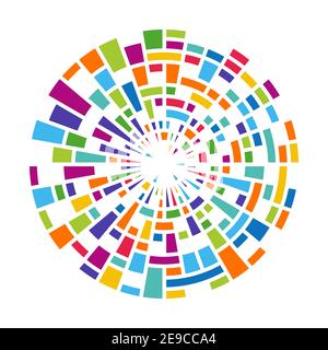 Multi-colored abstract circle divided into colored sectors. Vector illustration for thematic design. Flat design Stock Vector