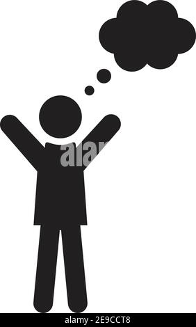 Think bubble icon vector male person profile avatar with bubble symbol for idea and information in flat color glyph pictogram illustration Stock Vector