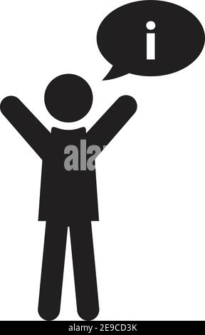 Answer icon vector male person profile avatar with speech bubble symbol for discussion and information in flat color glyph pictogram illustration Stock Vector