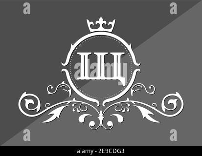 Stylized letter SCH of the Russian alphabet. Monogram template with ornament and crown for design of initials, business cards, logos, emblems and hera Stock Vector