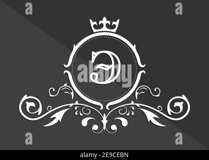 Stylized letter E of the Russian alphabet. Monogram template with ornament and crown for design of initials, business cards, logos, emblems and herald Stock Vector