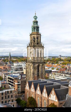 Martinitoren (Martini Tower) In The City Center Of Groningen, The Stock ...