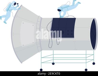 Astronauts in space flat color vector faceless character Stock Vector