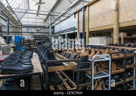 Inside the shoe factory of NPS Ltd, a British shoe maker, Wollaston ...