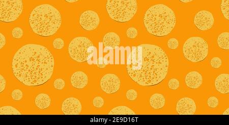 pancake pattern seamless. Vector illustration isolated on white background. Round flapjack. Pancake week. Stock Vector