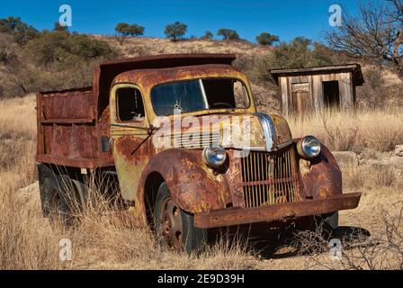 Old Ford truck at mining ghost town of Ruby in Atascosa Mountains near Arivaca, Arizona, USA Stock Photo