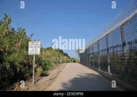 The Israeli - Jordanian Border in the Southern part of the Golan Heights, Israel Stock Photo