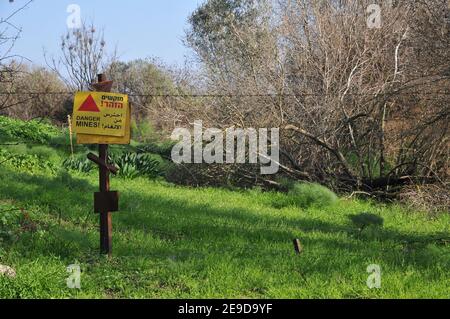 The Israeli - Jordanian Border in the Southern part of the Golan Heights, Israel Stock Photo