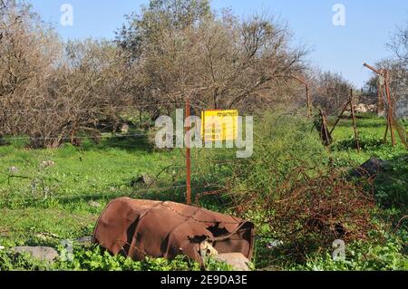 The Israeli - Jordanian Border in the Southern part of the Golan Heights, Israel Stock Photo